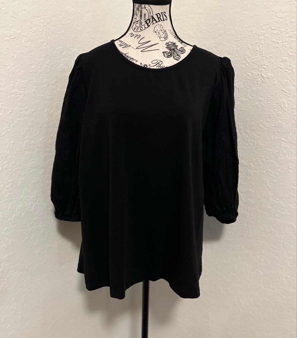 Antthony Relaxed-Fit Blouse Lightweight Flowy Slightly Puffed 3/4 Sleeves XL